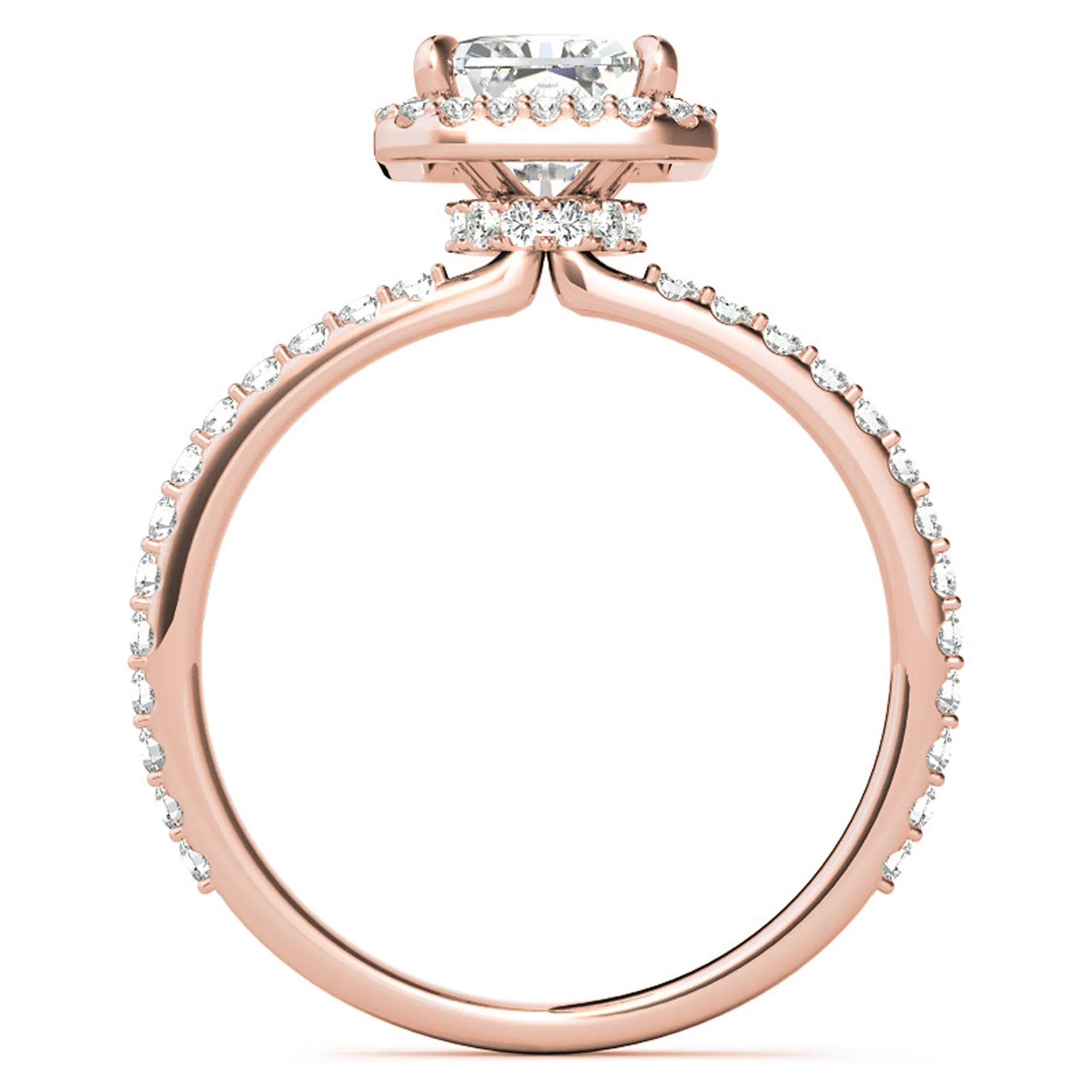 Adjustable Sterling Silver Elegant Rose Gold Radiant-Cut Halo Ring Perfect for Engagement