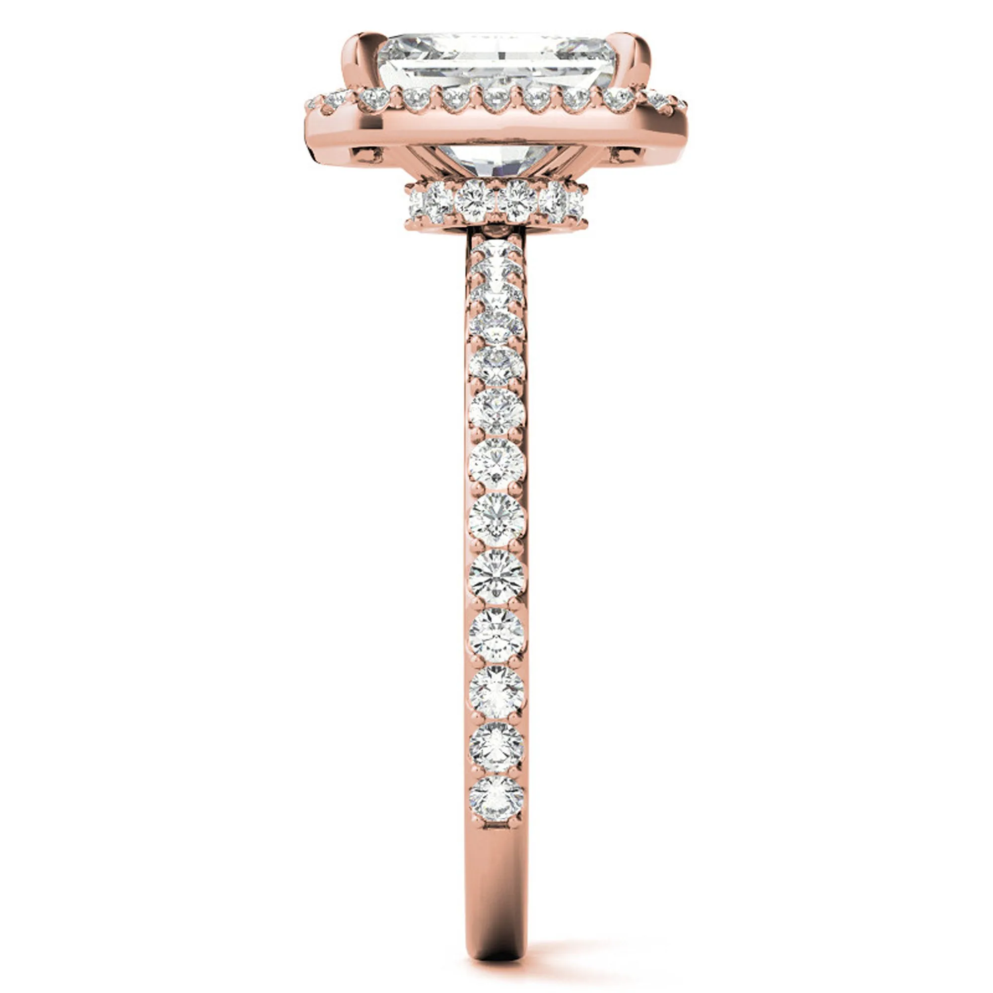 Adjustable Sterling Silver Elegant Rose Gold Radiant-Cut Halo Ring Perfect for Engagement