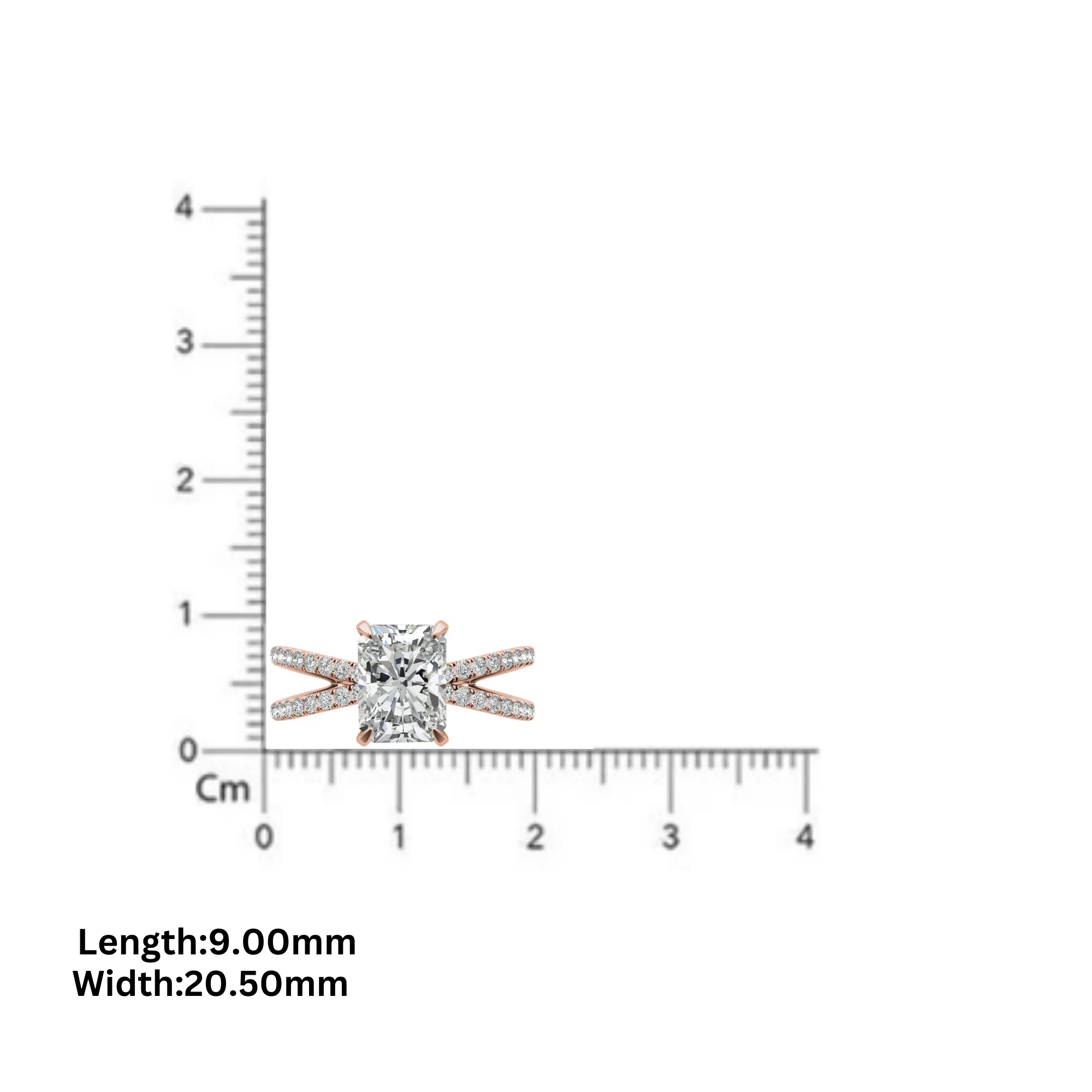 Adjustable Sterling Silver Radiant-Cut Rose Gold Split Shank Solitaire Ring – Perfect for Engagements