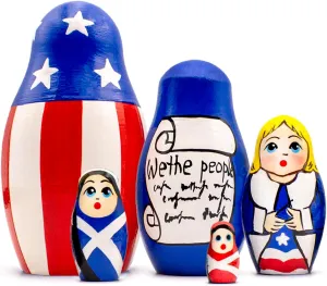 AEVVV Independence Day Nesting Dolls Set of 5 pcs - Matryoshka Dolls with Patriotic Decorations