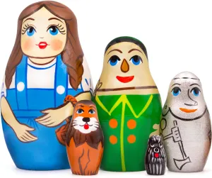 AEVVV Wizard of Oz Nesting Dolls, 5 Pcs - Eco-Friendly Wood Matryoshka - Unique Gift and Decor