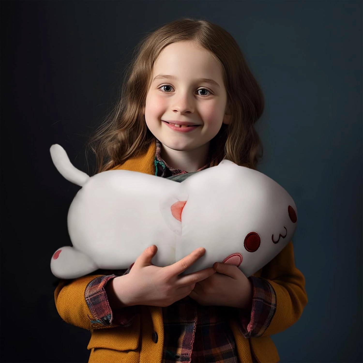 AFAN Cat Plush Toy, 19.6in Soft Kitten Doll, White Kawaii Anime Plush Cute Stuffed Animal for Kids Girls Boys
