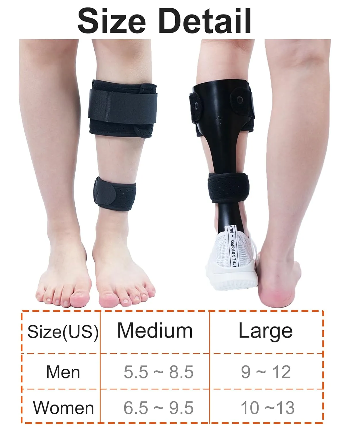 AFO Drop Foot Brace, Half-Sole Foot Drop Brace with Stroke, MS, Hemiplegia, Drop Foot Support Shoes for Assist Walking Easier & Better, Lightweight for Men and Women (Right, Large)