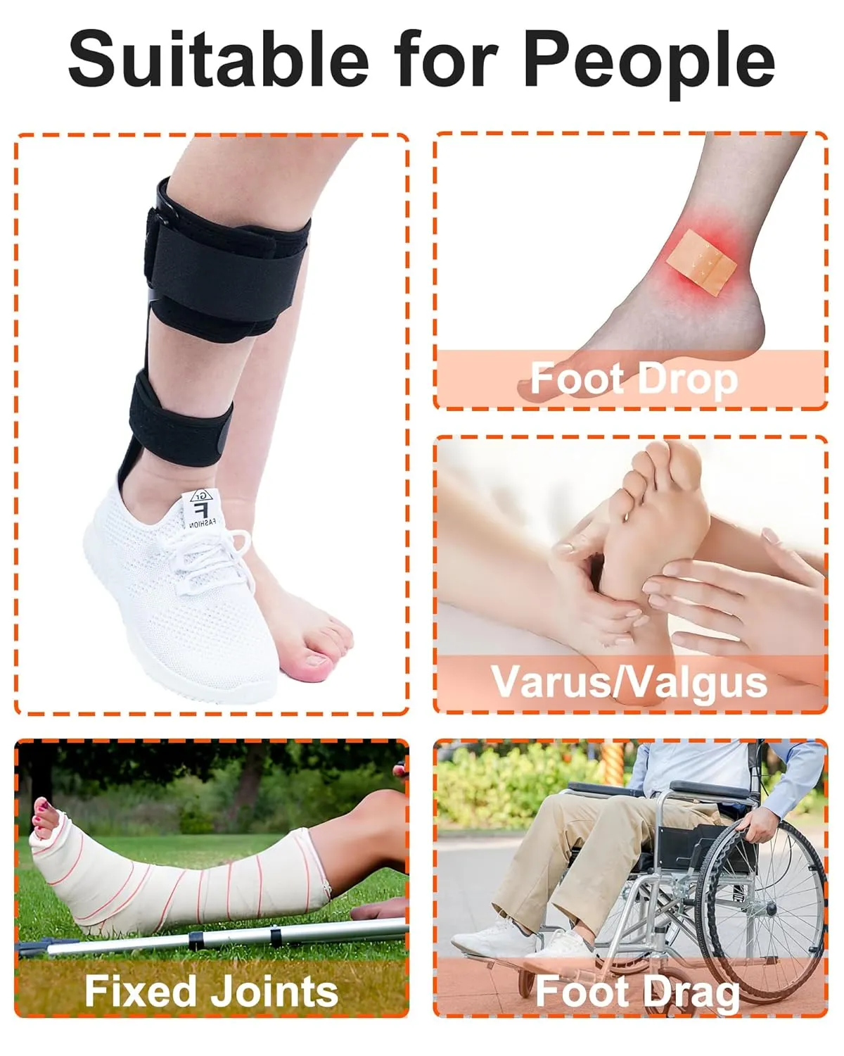 AFO Drop Foot Brace, Half-Sole Foot Drop Brace with Stroke, MS, Hemiplegia, Drop Foot Support Shoes for Assist Walking Easier & Better, Lightweight for Men and Women (Right, Large)