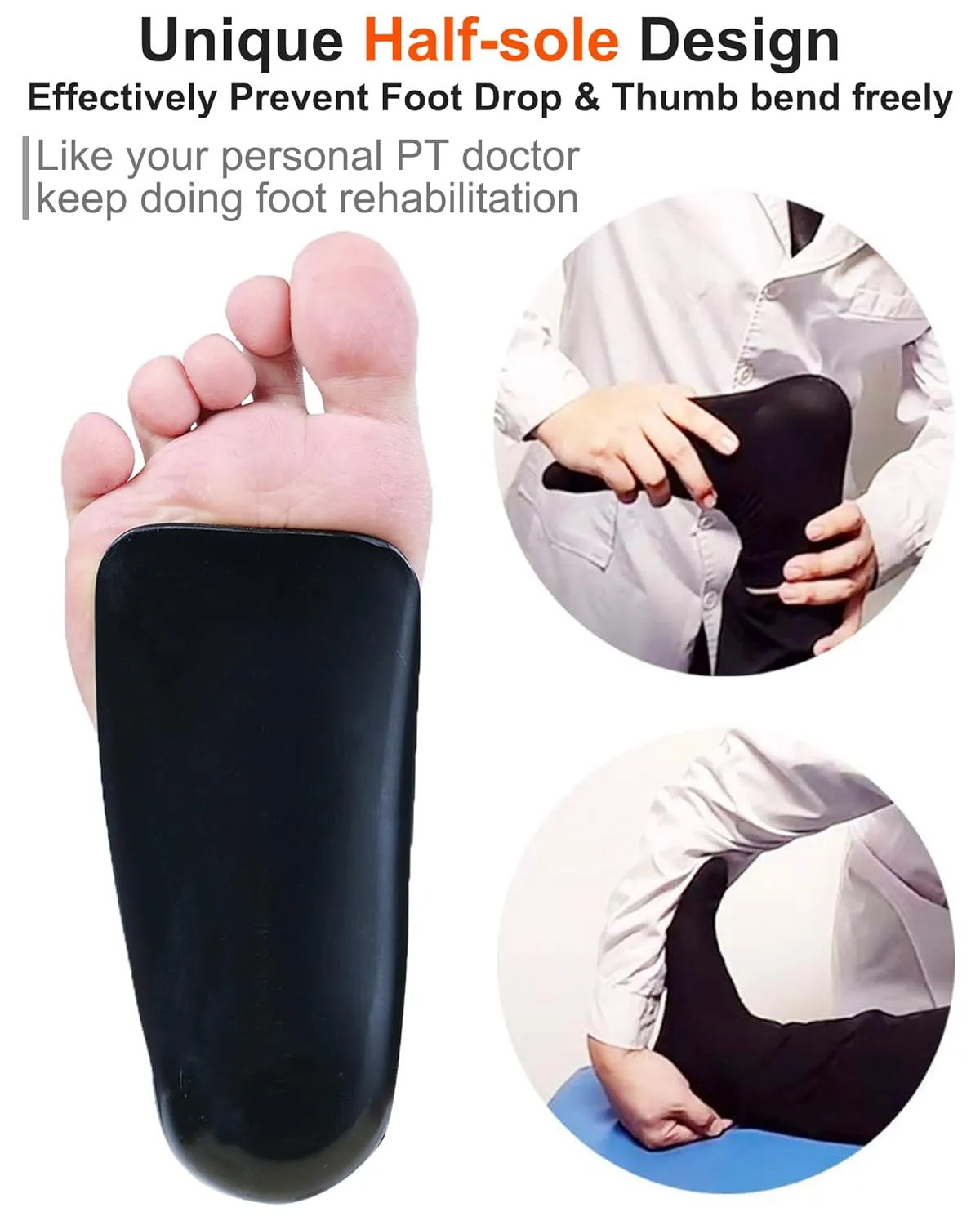 AFO Drop Foot Brace, Half-Sole Foot Drop Brace with Stroke, MS, Hemiplegia, Drop Foot Support Shoes for Assist Walking Easier & Better, Lightweight for Men and Women (Right, Large)
