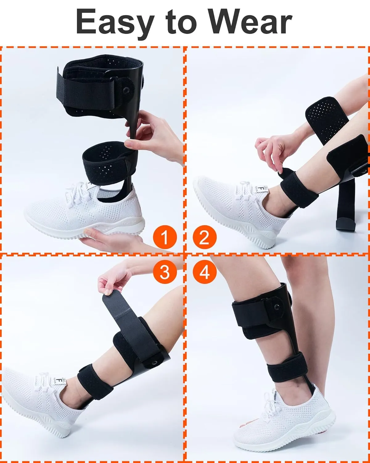 AFO Drop Foot Brace, Half-Sole Foot Drop Brace with Stroke, MS, Hemiplegia, Drop Foot Support Shoes for Assist Walking Easier & Better, Lightweight for Men and Women (Right, Large)