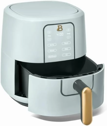 Air Fryer, Beautiful 3 Qt Air Fryer with TurboCrisp Technology, White Icing by Drew Barrymore (Hydrangea)