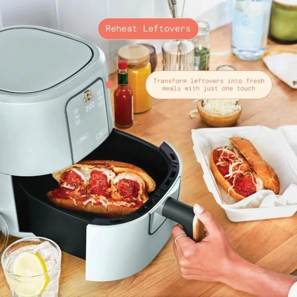 Air Fryer, Beautiful 3 Qt Air Fryer with TurboCrisp Technology, White Icing by Drew Barrymore (Hydrangea)