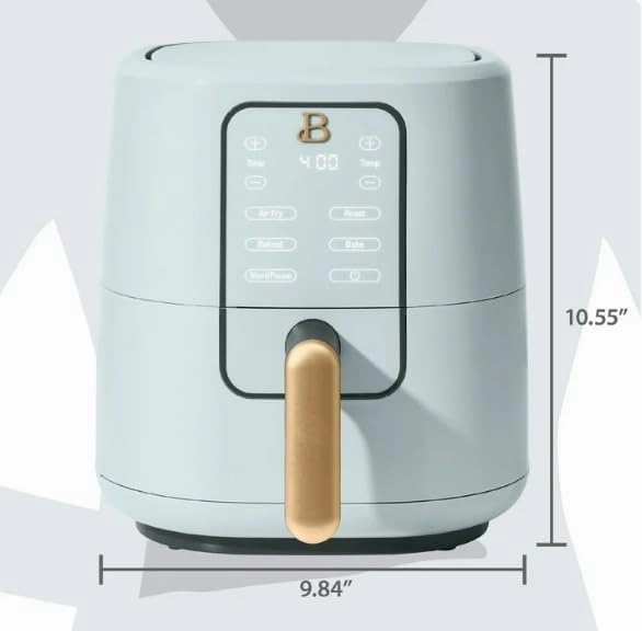 Air Fryer, Beautiful 3 Qt Air Fryer with TurboCrisp Technology, White Icing by Drew Barrymore (Hydrangea)