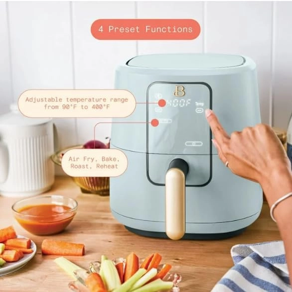 Air Fryer, Beautiful 3 Qt Air Fryer with TurboCrisp Technology, White Icing by Drew Barrymore (Hydrangea)