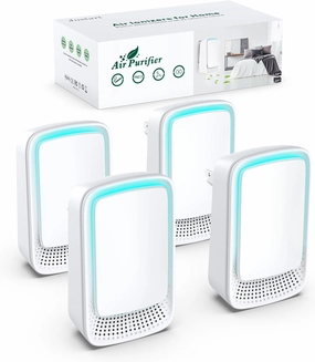 air purifier (4 Pack) Negative air ionizer for home use,filterless mobile air ionizer,negative ion deodorization,mini air purifier for home,office,pets,smokers,toilet,bathroom