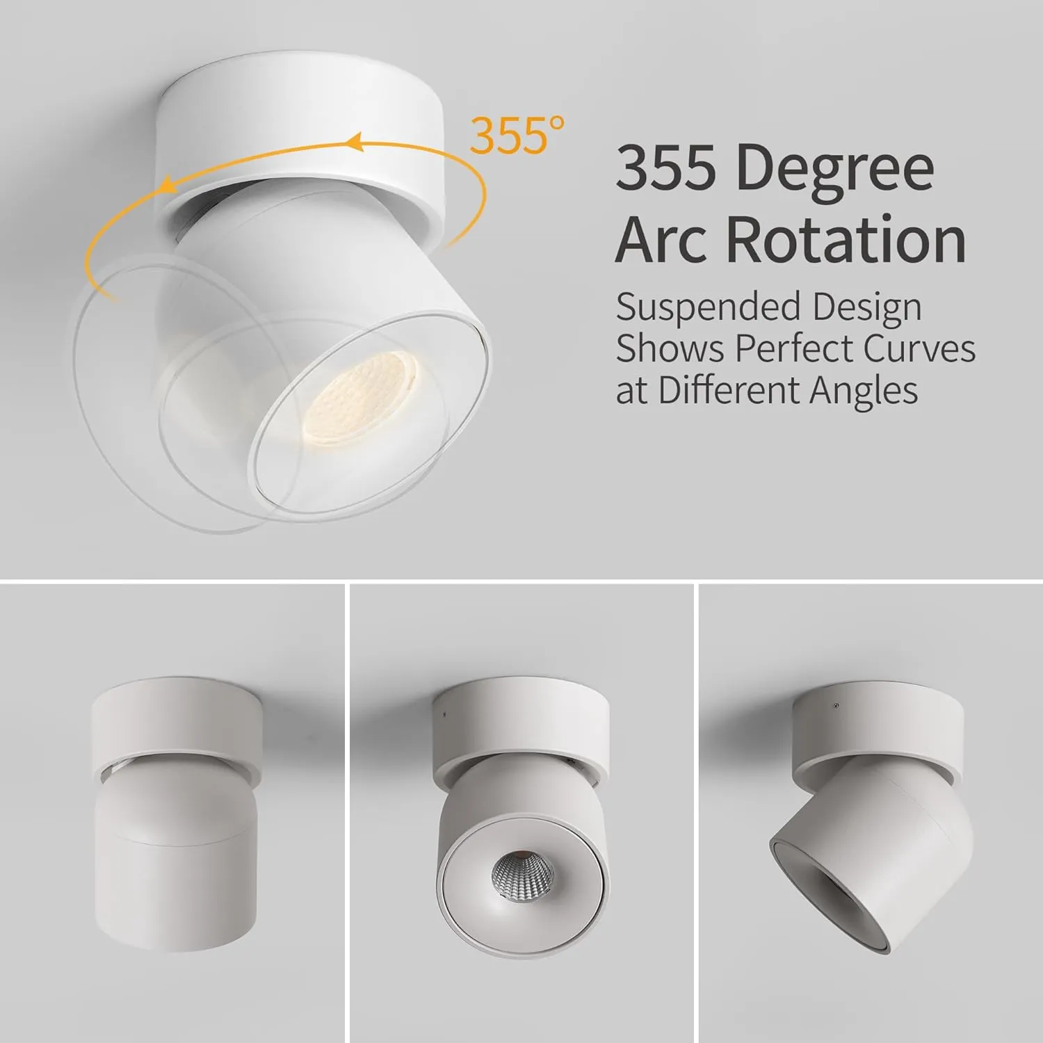Aisilan LED Ceiling Spotlight Indoor Dimmable 2 Pack, 7W White Directional Accent Light, Adjustable Modern Wall Spot Light, Warm White CRI 97, for Living Room Bedroom (Install Upgrade)