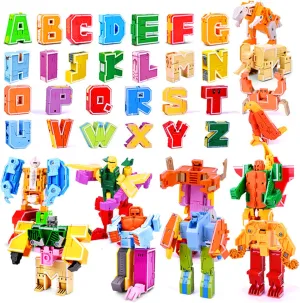 Alphabet Animal Toy for Kids,Letter Deformation Robots Transforming Toys,Puzzle Early Education Blocks for ABC Classroom Teaching Learning,Carnival Prizes for Christmas（26pcs A-Z