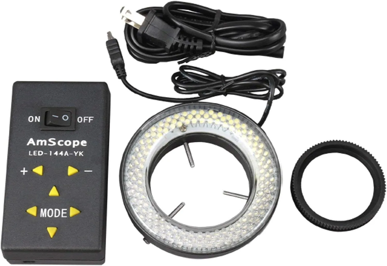 AmScope LED-144A 144-LED Lighting-Direction-Adjustable Microscope Ring Light with Adapter for Stereo Microscopes
