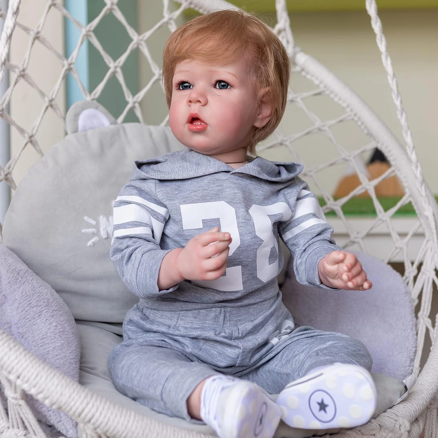 Angelbaby Realistic Big Reborn Toddler Dolls Boy 30inch Lifelike Silicone Baby Doll Soft Weighted Body Babies Mouth Open Look Real 12M Year Old Child Doll