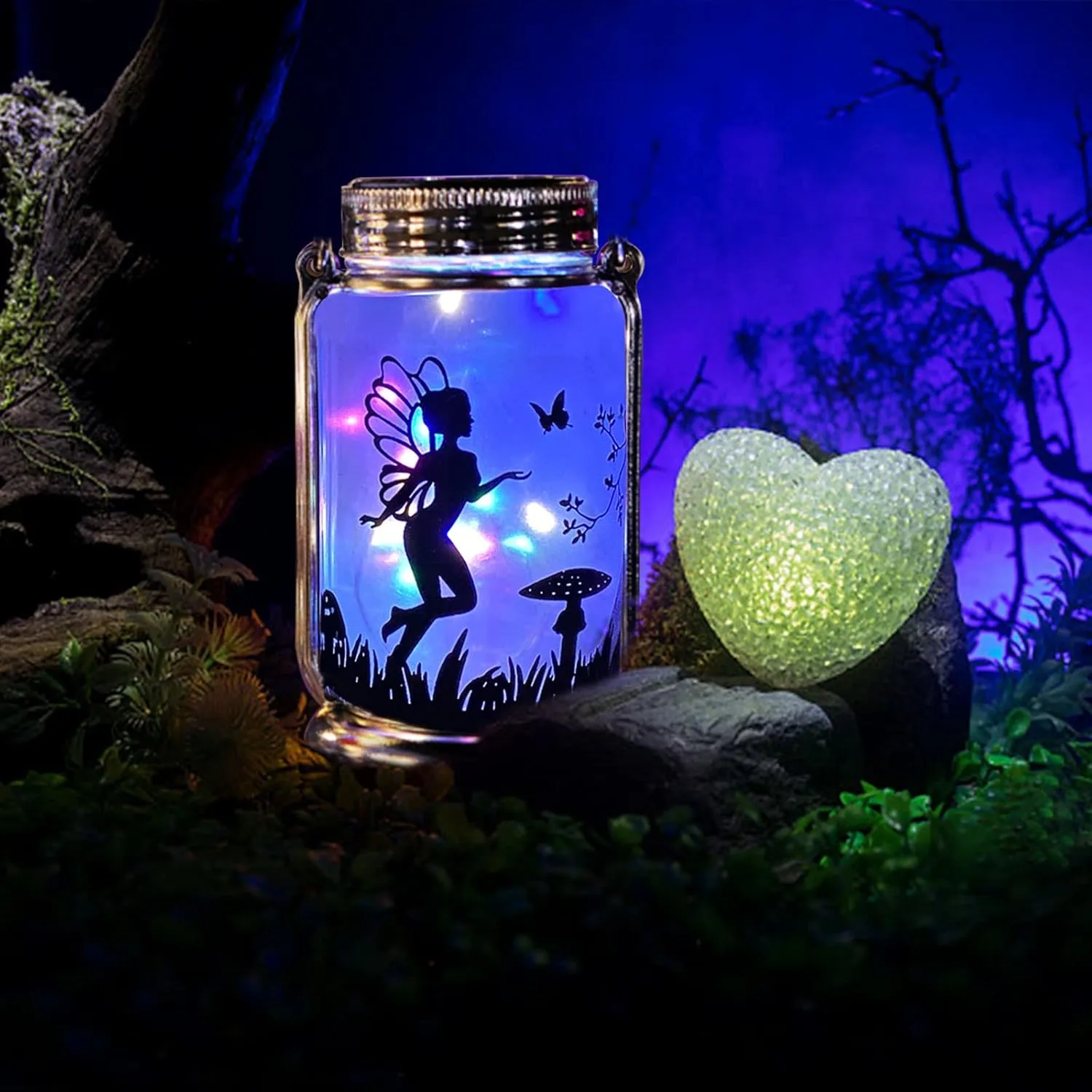 ANGMLN Solar Fairy Lantern for Garden Decorations- 2 Pack Outdoor Fairies Night Lights Mothers Day Gifts for Woman Mom Grandma, Hanging Lamp Frosted Glass Jar for Home Yard Patio Lawn Party Decor