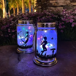 ANGMLN Solar Fairy Lantern for Garden Decorations- 2 Pack Outdoor Fairies Night Lights Mothers Day Gifts for Woman Mom Grandma, Hanging Lamp Frosted Glass Jar for Home Yard Patio Lawn Party Decor
