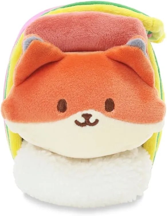 Anirollz Stuffed Animal Plush Toy - Official SPAM Musubi Blanket Outfitz Doll | Soft, Squishy, Warm, Cute, Comfort, Safe| Pillow with Fox - Birthday Decorations Graduation Gift 6" Foxiroll