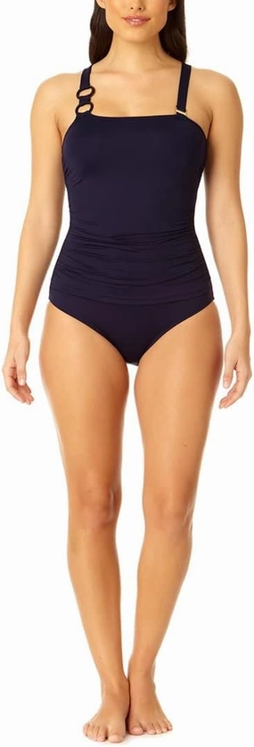 Anne Cole womens Ring Strap Asymmetric One-piece
