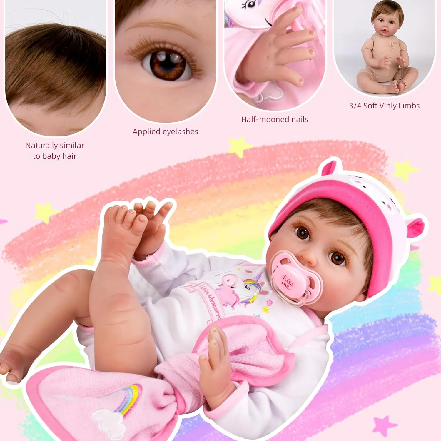 Aori Lifelike Reborn Baby Dolls - 22 inches Realistic Weighted Newborn Girl Dolls, Great Gift Set for Kids 3 , Pre-Parents, Grand-Parents, Collectors