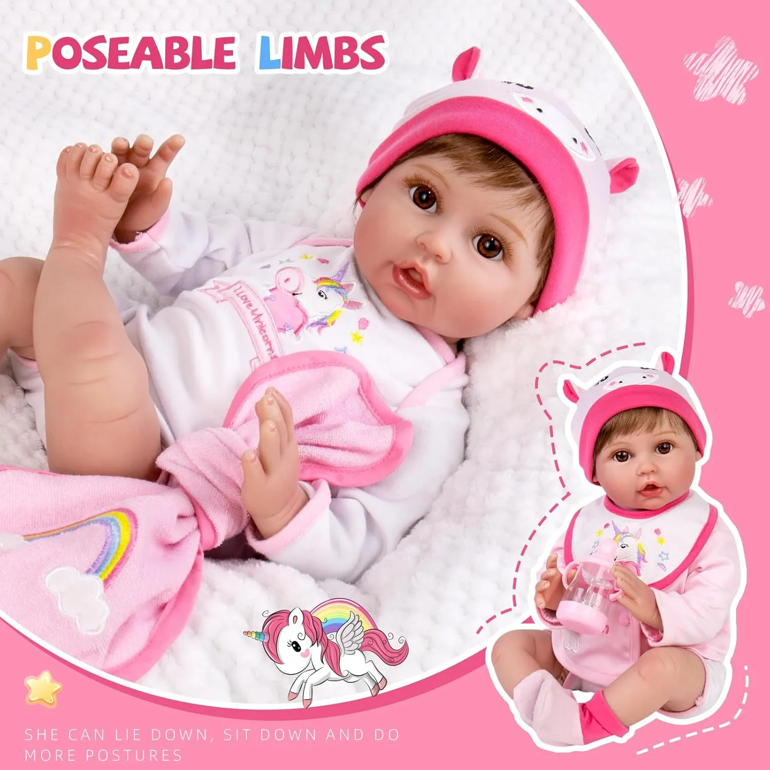 Aori Lifelike Reborn Baby Dolls - 22 inches Realistic Weighted Newborn Girl Dolls, Great Gift Set for Kids 3 , Pre-Parents, Grand-Parents, Collectors