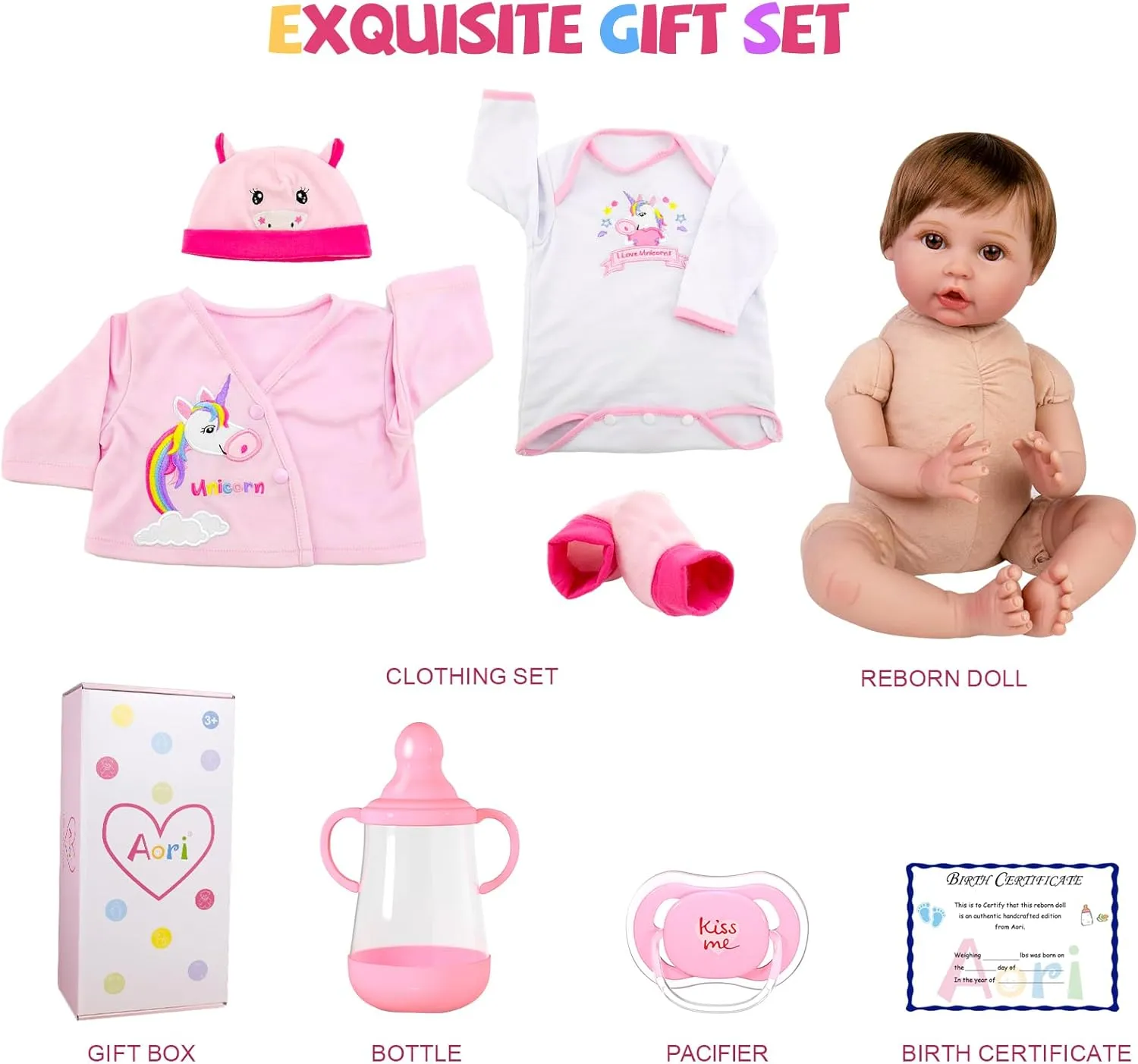 Aori Lifelike Reborn Baby Dolls - 22 inches Realistic Weighted Newborn Girl Dolls, Great Gift Set for Kids 3 , Pre-Parents, Grand-Parents, Collectors