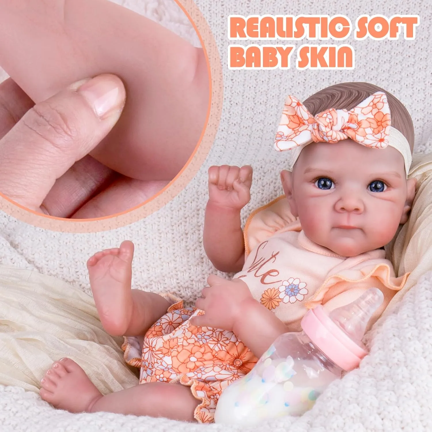 Aori Reborn Baby Dolls Girl Lifelike - Realistic 20-Inch Newborn Baby Girls with Poseable Limbs and Feeding Kit, Gift for Kids 3 , Pre-Parents, Grand-Parents, Collectors