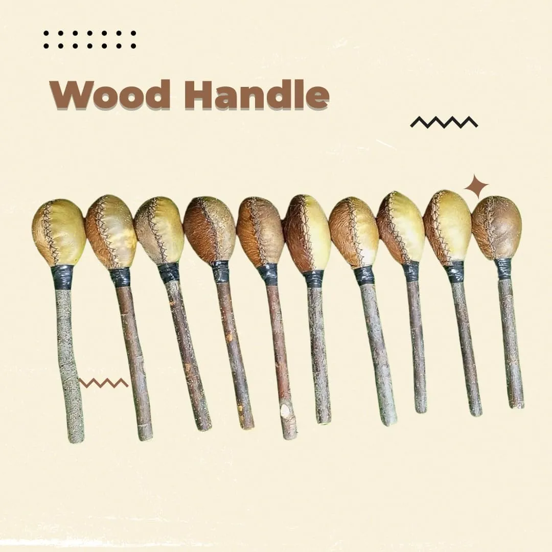 ARAW Shamanic Rawhide Rattle | Handstitched | Drumbeater Two Side Hair and One Side Hair | Premium Wood Handle Hand Drummer| Multi Colors