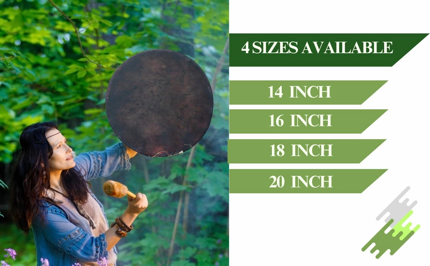 ARAW American Shamanic Native Drum Bison Natural Hide (16 Inches Diameter X 3 Inches Depth)