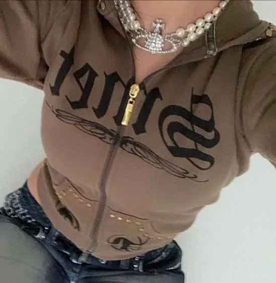 Argeousgor Women Graphic Zip Up Crop Hoodie Vintage Skull Skeleton Crop Sweatshirt Aesthetic Long Sleeve Jacket