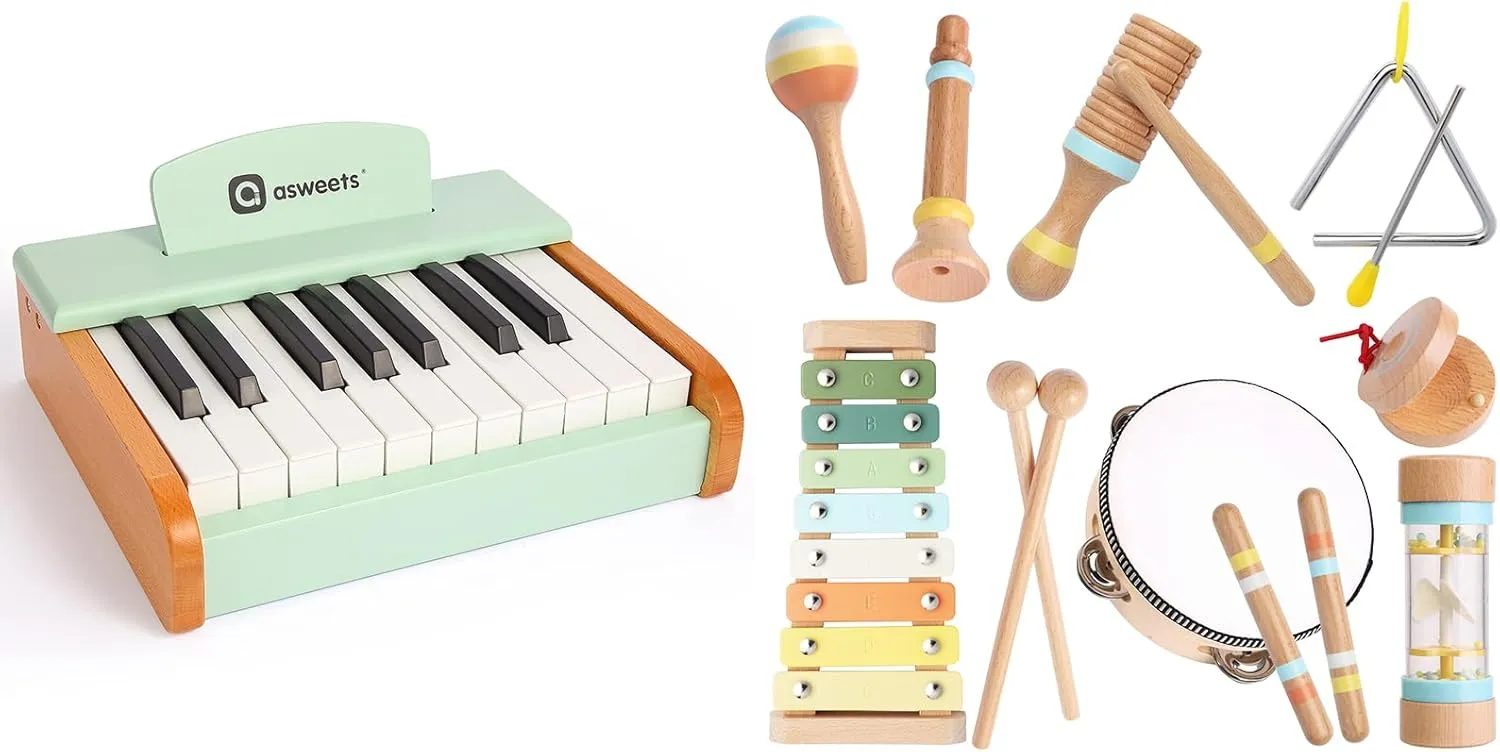 Asweets 18 Keys Piano Keyboard & Asweets Baby Musical Instruments Set