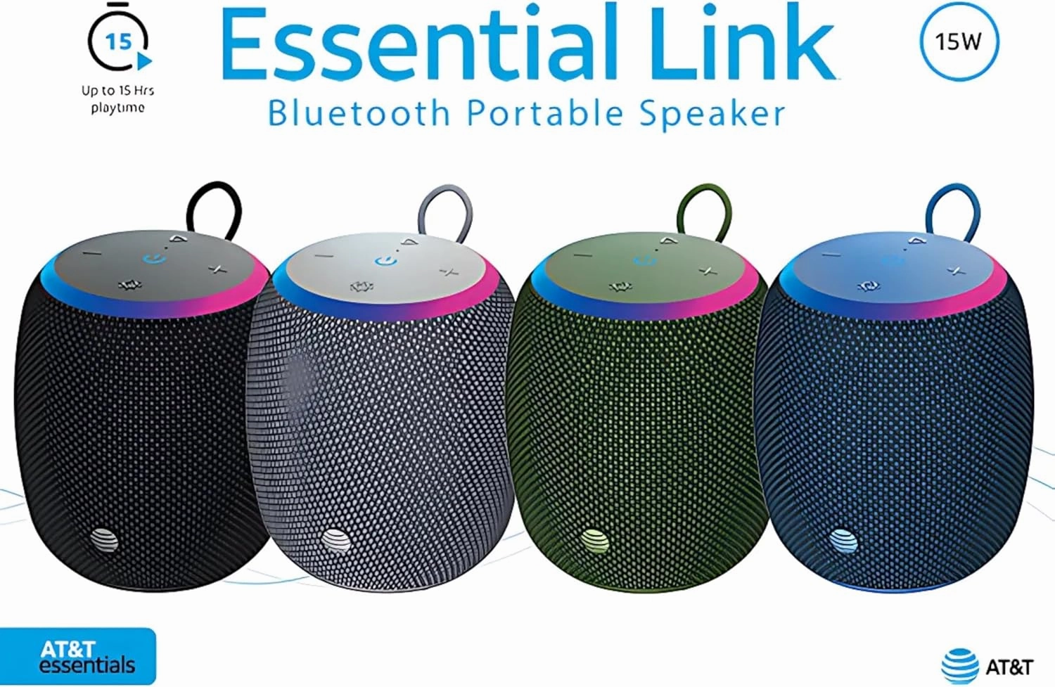 AT&T Professional Series 15W Bluetooth Speaker Green Premium Wireless Audio Compact Design Portable Speaker for Home, Kitchen, Outdoor
