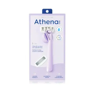 Athena-Club Women's Razor Kit, 5-Blade, 1 Handle with 2 Blade Refills, Magnetic Hook, Lilac
