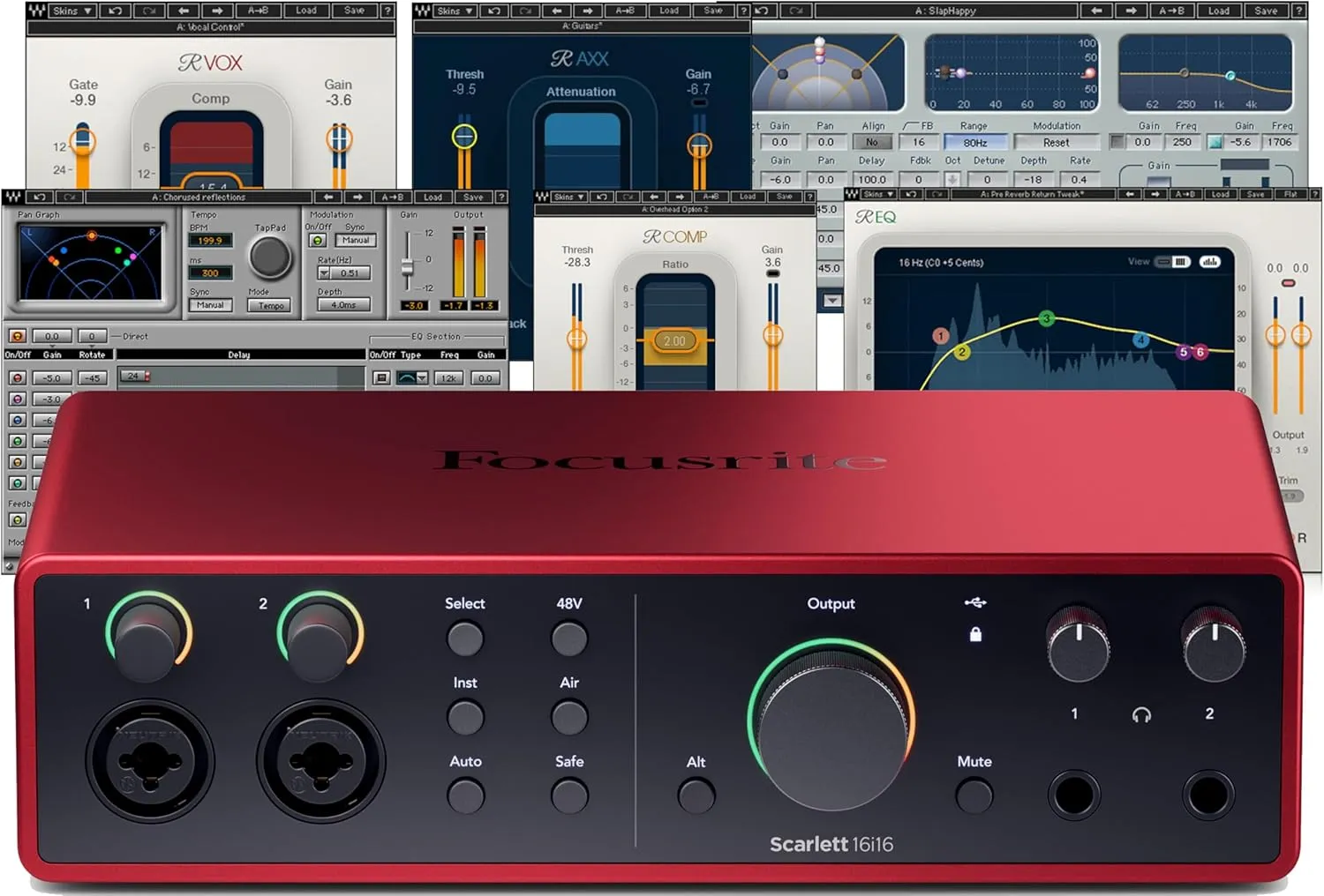 AudioDeluxe Focusrite Scarlett 16i16 Studio (4th Gen) USB Audio Interface and Waves Musicians 2 Bundle