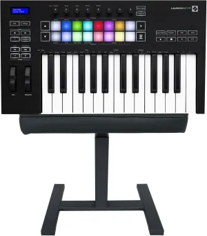 Audiosavings Bundle: Novation Launchkey 25 MK3 25-Key USB MIDI Ableton Live Keyboard Controller Bundle with Rockville AIR-BENCH Keyboard/Piano Bench Chair Hydraulic Air Lift Comfy Padding (2 Items)