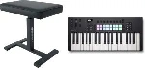 Audiosavings Bundle: Novation LAUNCHKEY 37 MK4 37-Key USB MIDI Ableton Live Keyboard Controller Bundle with Rockville AIR-BENCH Keyboard/Piano Bench Chair Hydraulic Air Lift (2 Items)