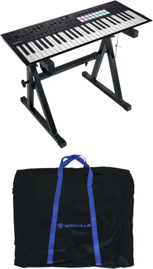 Audiosavings Bundle: Novation LAUNCHKEY 49 MK4 49-Key USB MIDI Ableton Live Keyboard Controller Bundle with Rockville Z50 Z-Style Pro Keyboard Stand Travel Bag - Adjustable Height   Width (2 Items)
