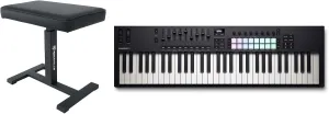 Audiosavings Bundle: Novation LAUNCHKEY 61 MK4 61-Key USB MIDI Ableton Live Keyboard Controller Bundle with Rockville AIR-BENCH Keyboard/Piano Bench Chair Hydraulic Air Lift Comfy Padding (2 Items)