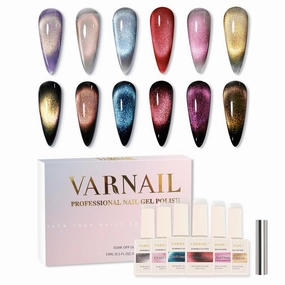 Aurora Cat Eye Gel Polish Set 6 Colors, 15ML Glitter 9D Cat Eye Gel Polish with Magnet, Salon Quality Magnetic Gel Nail Polish Kit (Aurora 01)