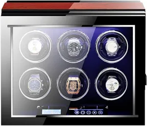 Automatic Watch Winder Case with Quiet Motor 15 Rotation Mode Remote Control LCD Touch Panel Led Adjustable Watch Pillows