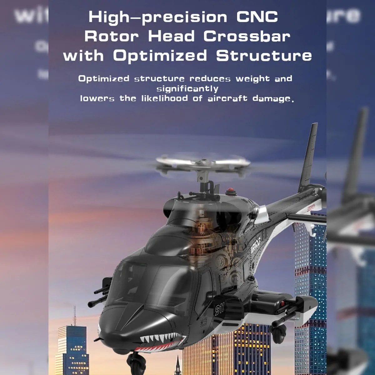 AW-911 RC 1/34 Helicopter, 2.4G 9CH Flybarless RC Helicopter Model with 6G/3D Stunt Mode and GPS Positioning (RTF Version/Mode 1/Mode 2 Switchable)