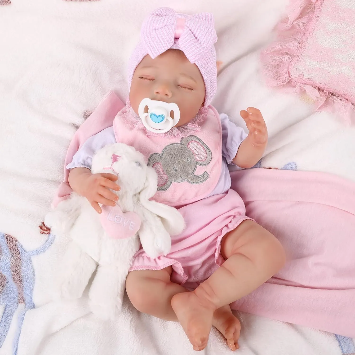 BABESIDE Lifelike Reborn Baby Dolls - 20-Inch Sweet Smile Realistic-Newborn Baby Doll Full Body Vinyl Sleeping Baby Girl Real Life Baby Dolls with Toy Accessories Gift Set for Kids