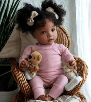 BABESIDE Lifelike Reborn Baby Dolls Daisy Black Girl- 20 Inch Soft Body Realistic-Newborn Handmade Real Life Baby Dolls with Clothes and Toy Gift for Kids Age 3 