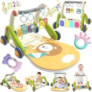 Baby Play Mat Walker, Multifunctional Baby Activity Center with Kick and Play Piano Gym for Baby 0-3-6-9-12 Months, Tummy Time Mat for Walker for Baby Girl boy 6-12 Months(Green)
