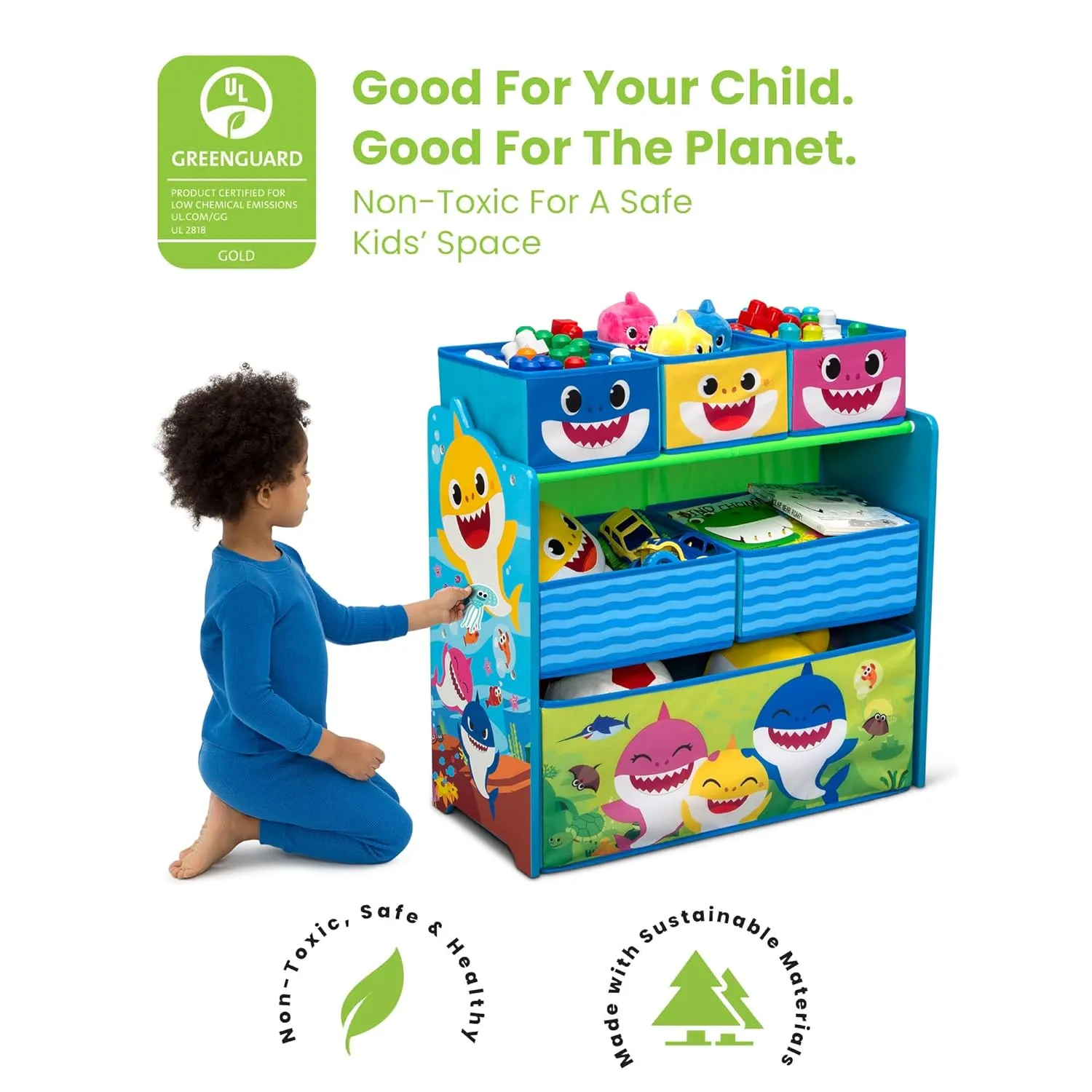 Baby Shark Design & Store 6 Bin Toy Storage Organizer by Delta Children