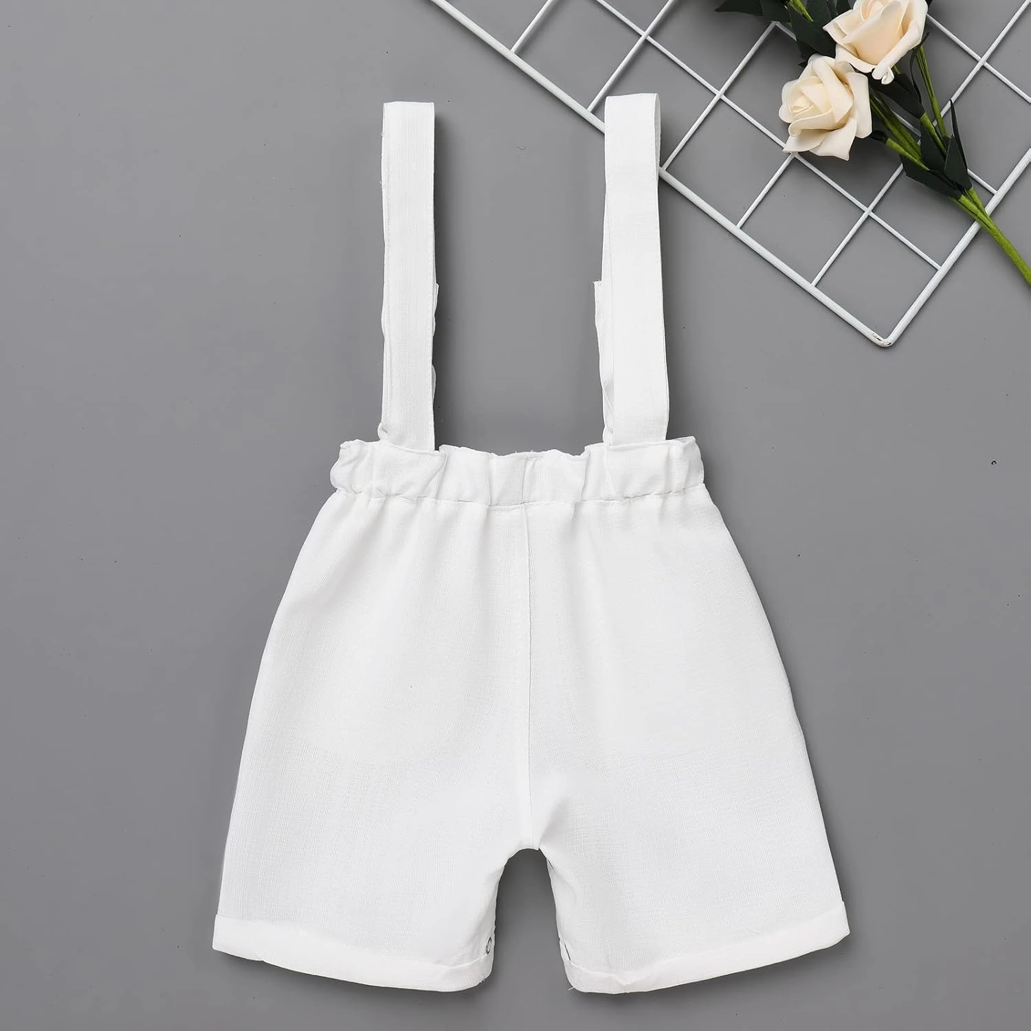 Baby Boy Baptism Christening Outfit Bowtie Dress Shirt Suspenders Shorts Summer Wedding Party Formal Ring Bearer Suits