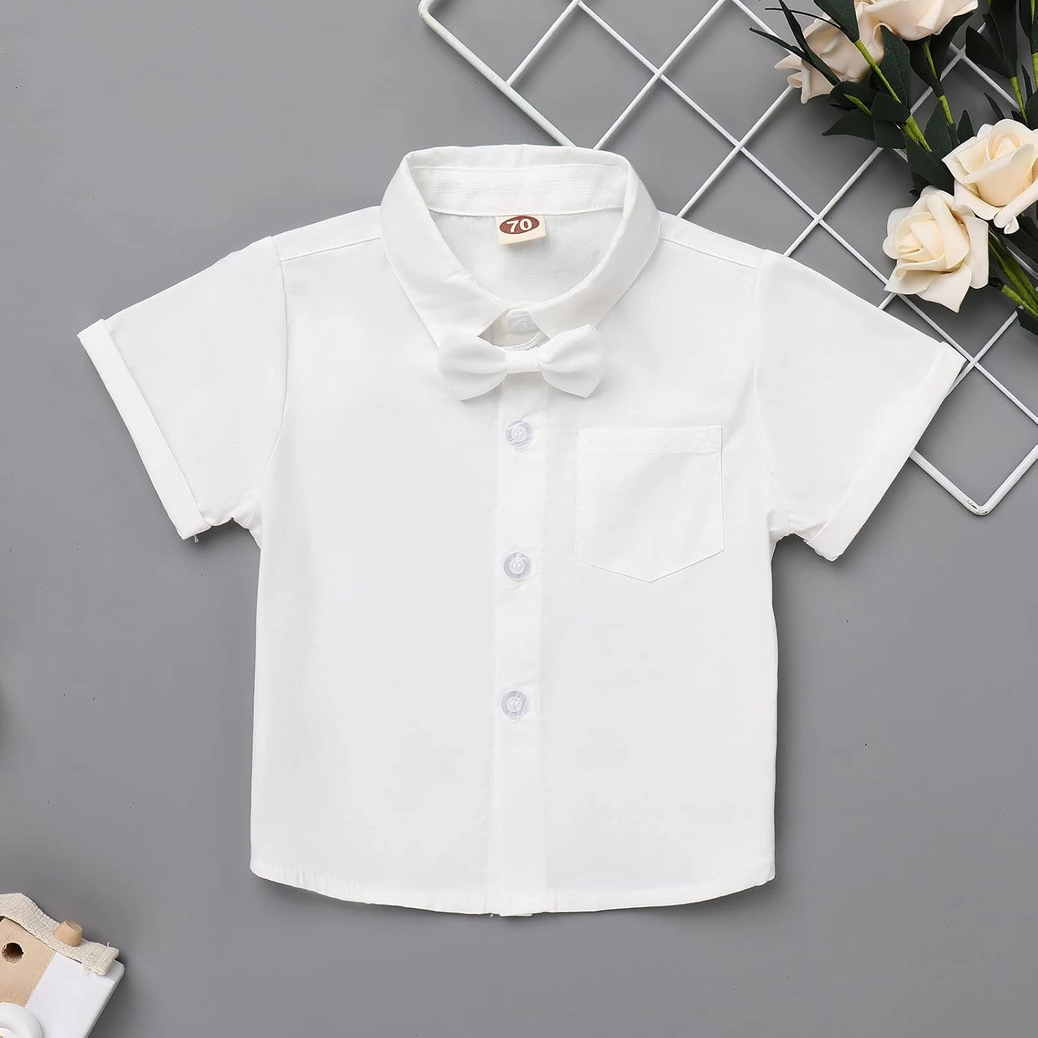 Baby Boy Baptism Christening Outfit Bowtie Dress Shirt Suspenders Shorts Summer Wedding Party Formal Ring Bearer Suits