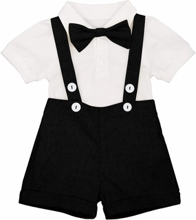 Baby Boy Baptism Christening Outfit Bowtie Dress Shirt Suspenders Shorts Summer Wedding Party Formal Ring Bearer Suits