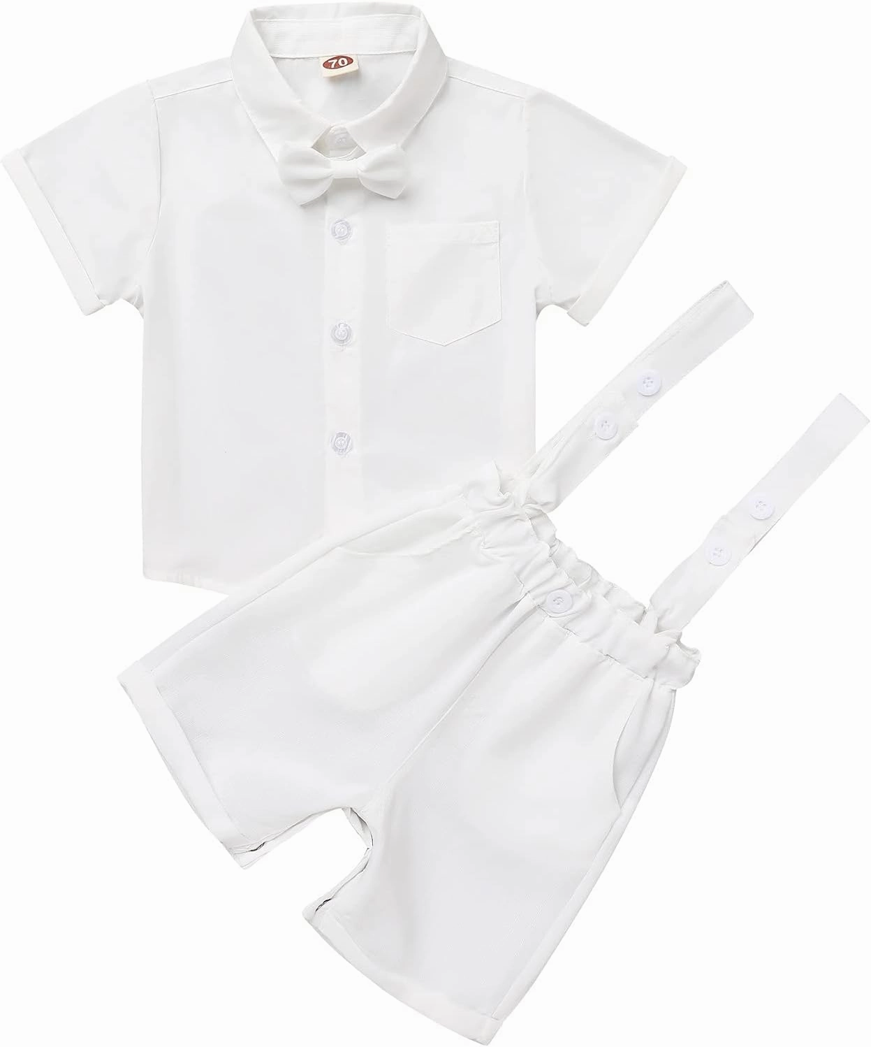Baby Boy Baptism Christening Outfit Bowtie Dress Shirt Suspenders Shorts Summer Wedding Party Formal Ring Bearer Suits