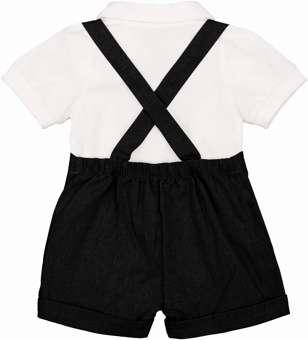 Baby Boy Baptism Christening Outfit Bowtie Dress Shirt Suspenders Shorts Summer Wedding Party Formal Ring Bearer Suits